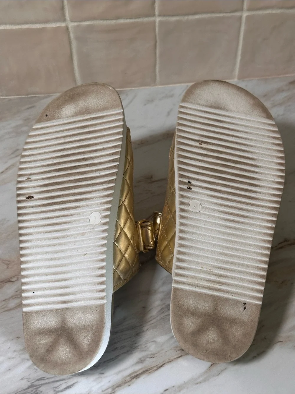 Steve Madden Schmona gold slide sandals-7